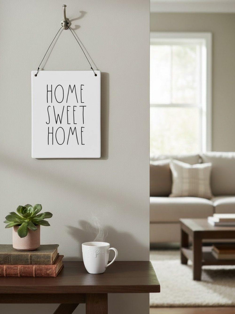 Rae Dunn ‘Home Sweet Home’ White Ceramic Hanging Wall Decor Sign